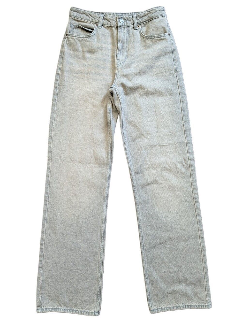 Zara Womens Stone Wash Beige Straight Leg High Rise Denim Jeans Size 4
